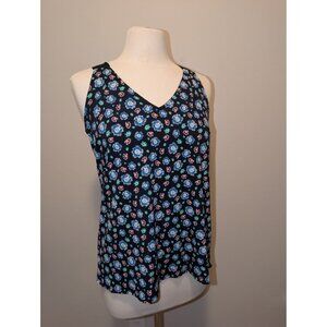 Banana Republic Floral V-Neck Tank Top With Cross-Back Straps Medium